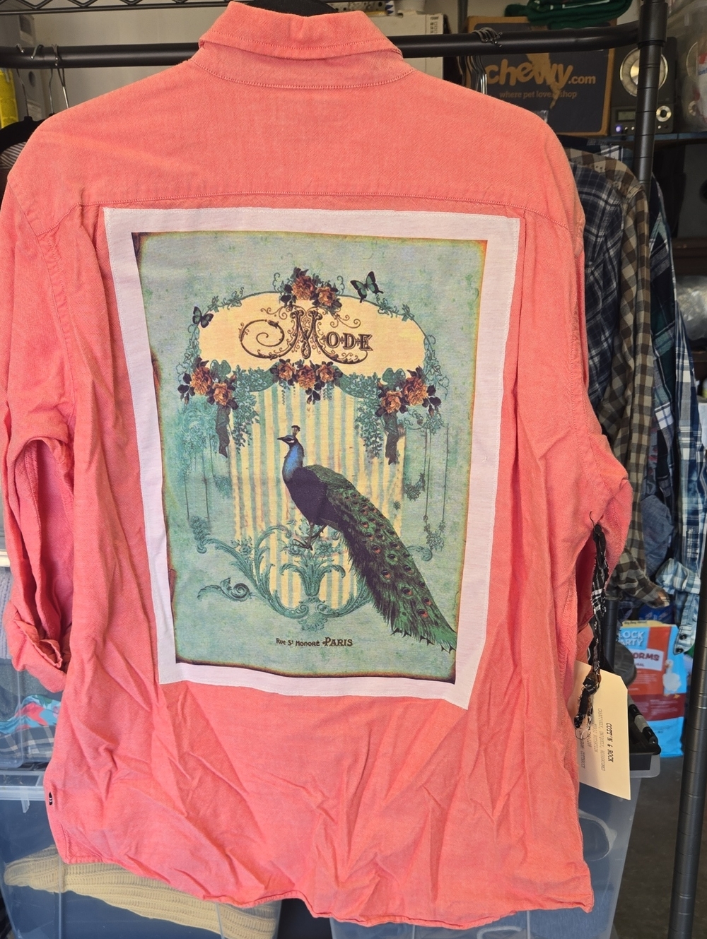 Nautica Coral Pink and Light Blue Women’s Jeans Shirt